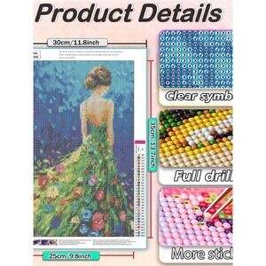 Diamond Painting Kit Woman in Floral Dress DIY Full Drill 30x40cm New‎